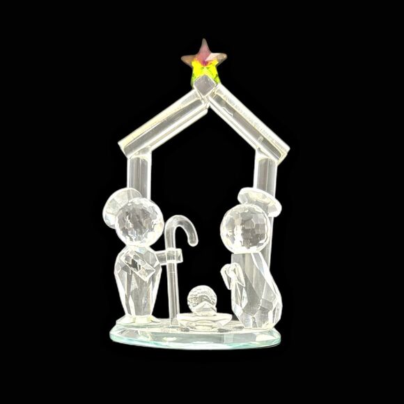 Crystal World Small Nativity Figurine Made USA Christmas Jesus Mary Holy Family - Picture 1 of 5